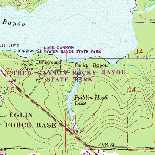 Topographic Map of Puddin Head Lake, FL