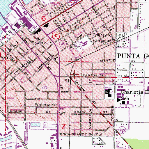 Topographic Map of Punta Gorda, FL