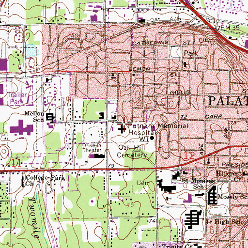 Topographic Map of Putnam Memorial Hospital, FL