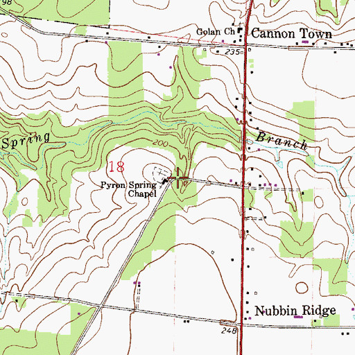 Topographic Map of Pyron Spring Chapel, FL