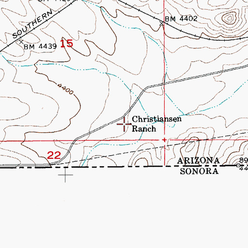 Topographic Map of Christiansen Ranch, AZ
