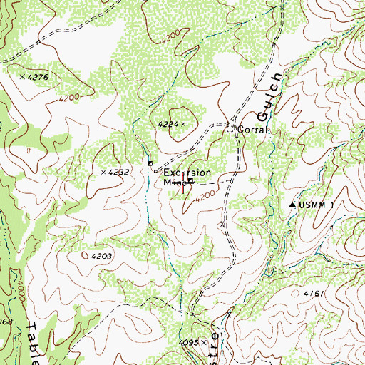 Topographic Map of Excursion Mine, AZ