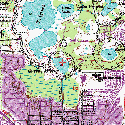 Topographic Map of Queens Mirror, FL