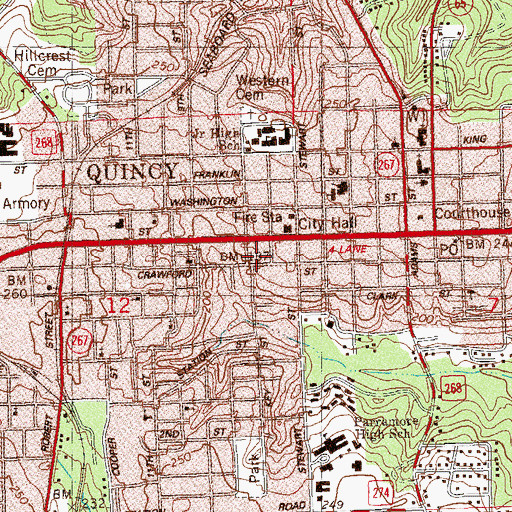 Topographic Map of Quincy, FL