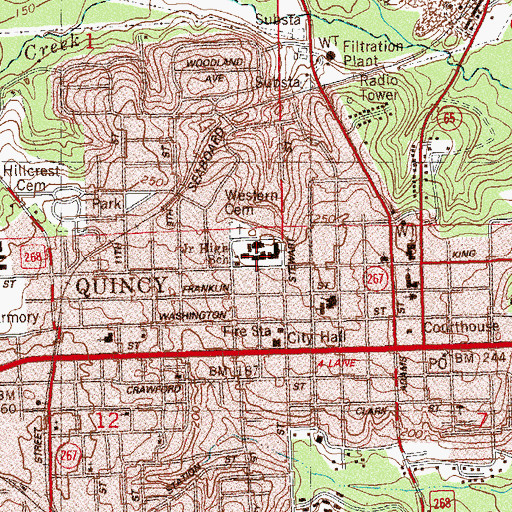 Topographic Map of Quincy High School, FL