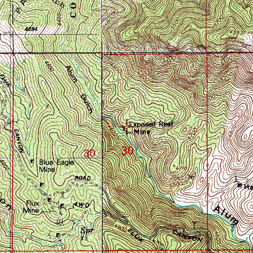 Topographic Map of Exposed Reef Mine, AZ