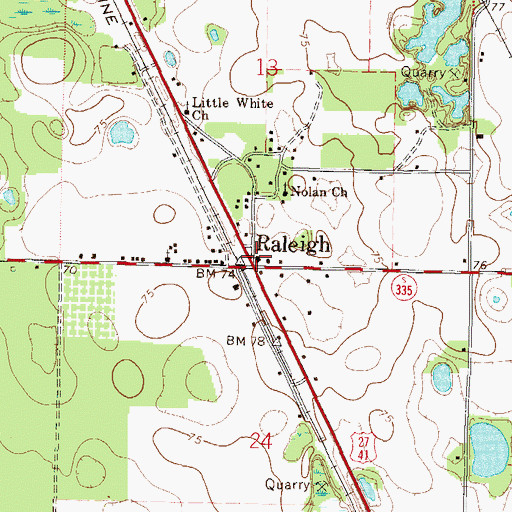 Topographic Map of Raleigh, FL