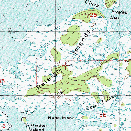 Topographic Map of Raleigh Islands, FL