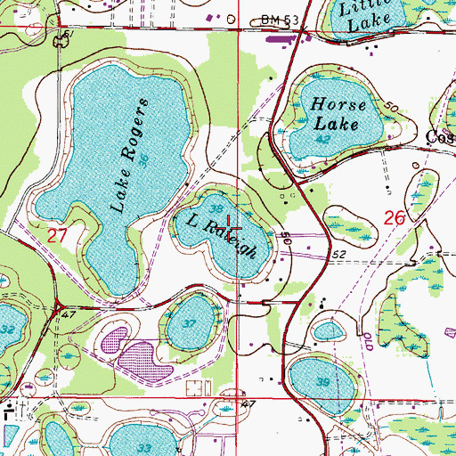 Topographic Map of Lake Raleigh, FL