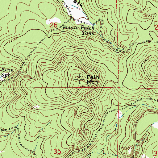 Topographic Map of Fain Mountain, AZ