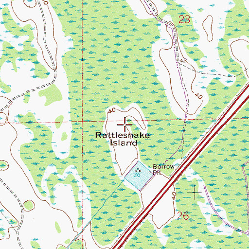 Topographic Map of Rattlesnake Island, FL