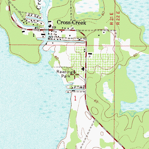 Topographic Map of Marjorie Kinnan Rawlings Historic State Park, FL