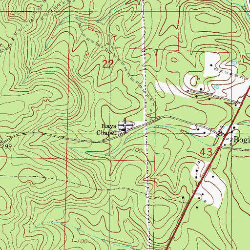 Topographic Map of Rays Chapel, FL