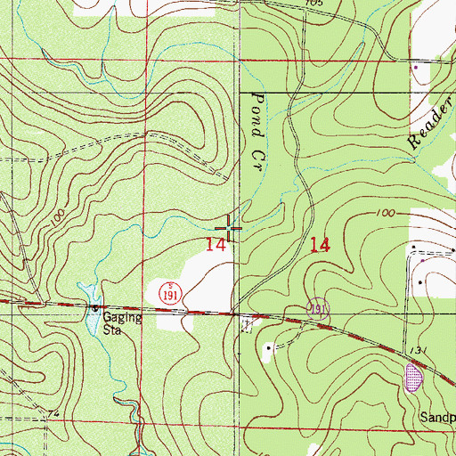 Topographic Map of Reader Creek, FL