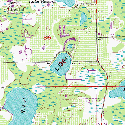 Topographic Map of Lake Reaves, FL