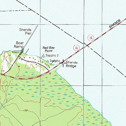 Topographic Map of Red Bay Point, FL