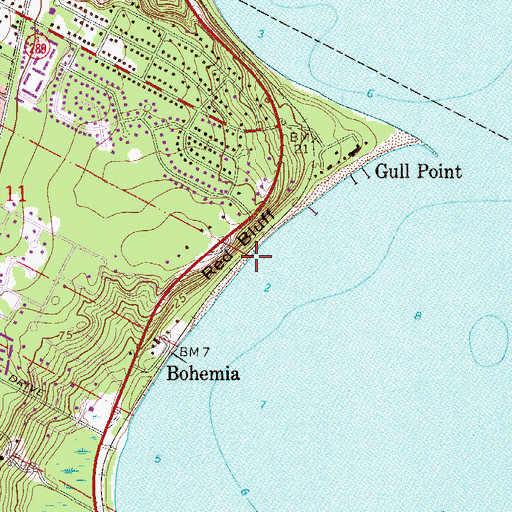 Topographic Map of Red Bluff, FL
