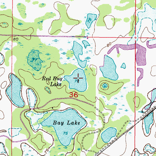 Topographic Map of Red Bug Lake, FL