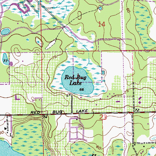 Topographic Map of Red Bug Lake, FL