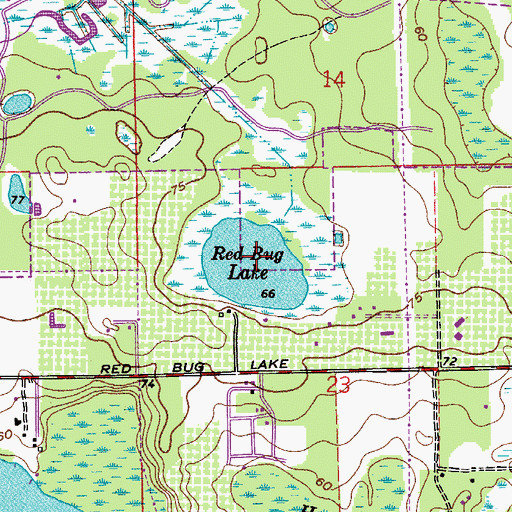 Topographic Map of Red Bug Lake, FL