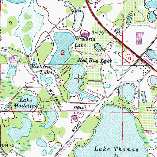 Topographic Map of Red Bug Lake, FL