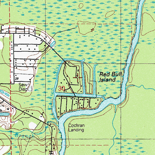 Topographic Map of Red Bull Island, FL