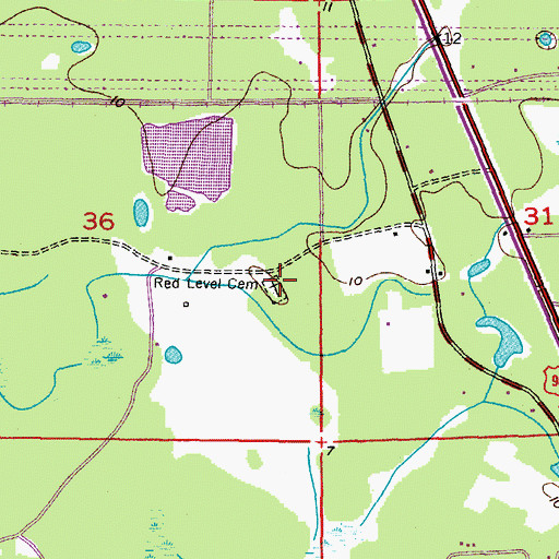 Topographic Map of Red Level Cemetery, FL