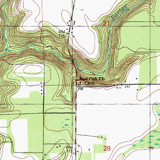 Topographic Map of Red Oak Church, FL