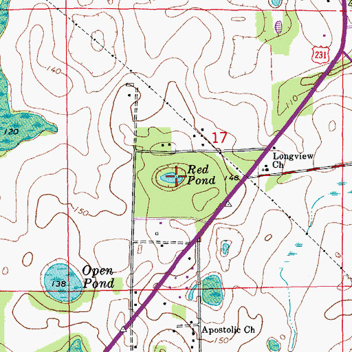 Topographic Map of Red Pond, FL