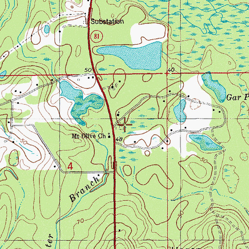 Topographic Map of Redbay Cemetery, FL