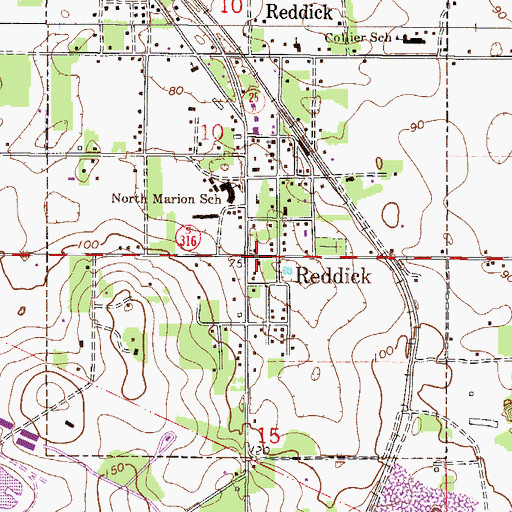Topographic Map of Reddick, FL