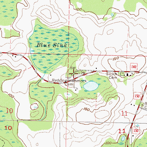 Topographic Map of Redding Hammock Cemetery, FL