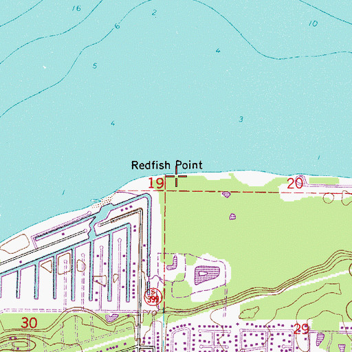 Topographic Map of Redfish Point, FL