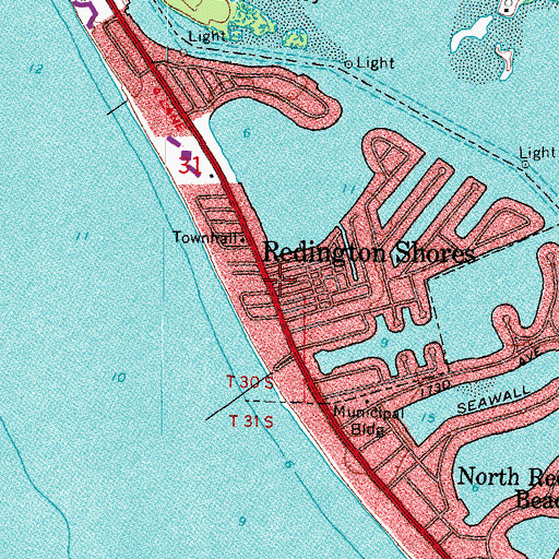 Topographic Map of Redington Shores, FL