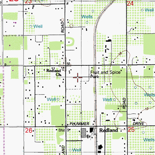 Topographic Map of Preston B Bird-Mary Heinlein Fruit and Spice Park, FL