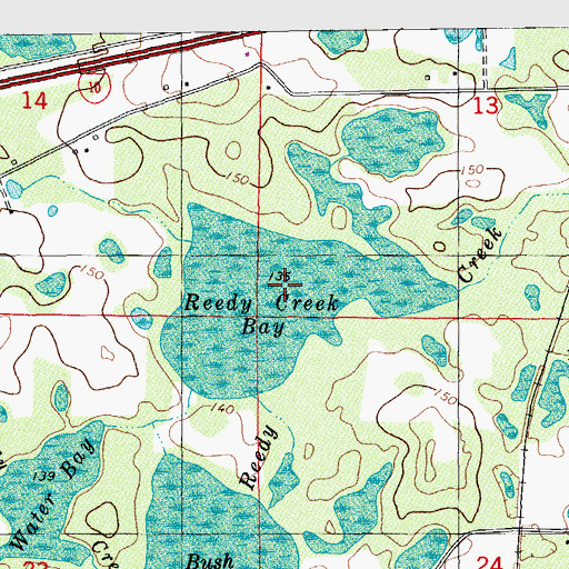 Topographic Map of Reedy Creek Bay, FL