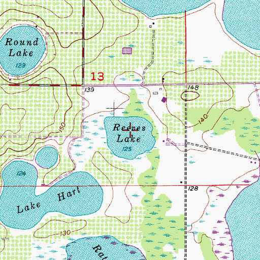 Topographic Map of Reeves Lake, FL