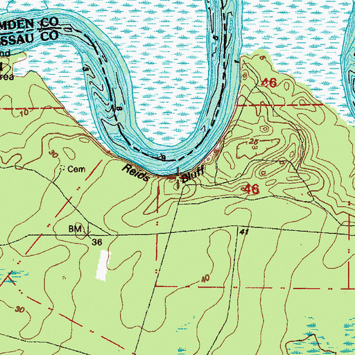 Topographic Map of Reids Bluff, FL