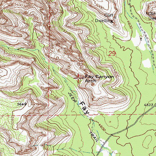 Topographic Map of Fay Canyon Arch, AZ