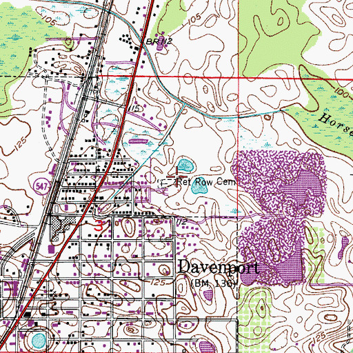 Topographic Map of Ret Row Cemetery, FL