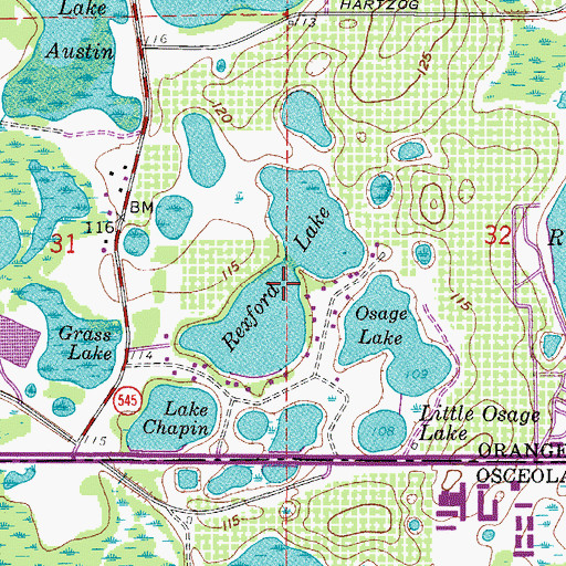 Topographic Map of Rexford Lake, FL