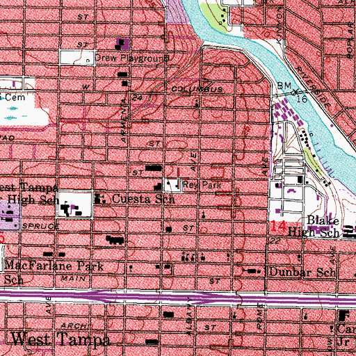 Topographic Map of Rey Park, FL