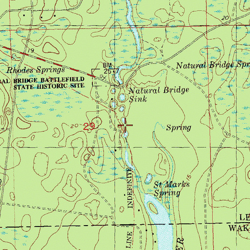 Topographic Map of Rhodes Springs, FL
