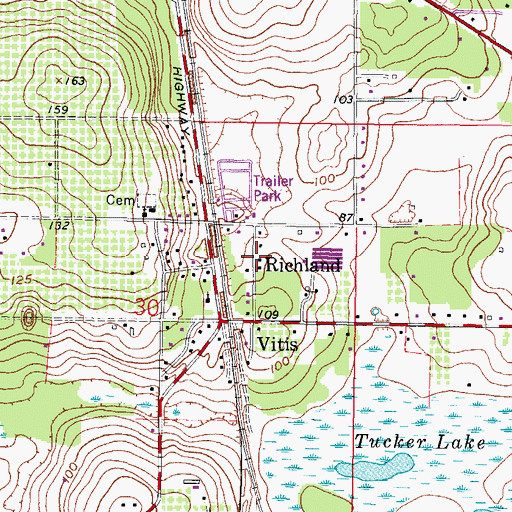 Topographic Map of Richland, FL