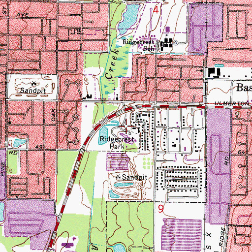 Topographic Map of Ridgecrest Park, FL