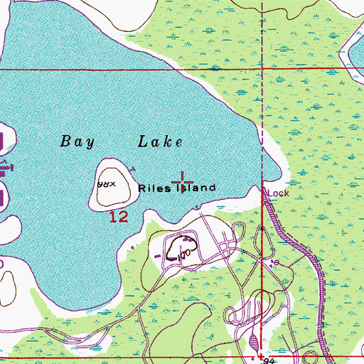 Topographic Map of Riles Island, FL