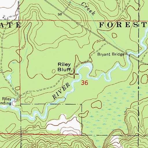 Topographic Map of Riley Bluff, FL