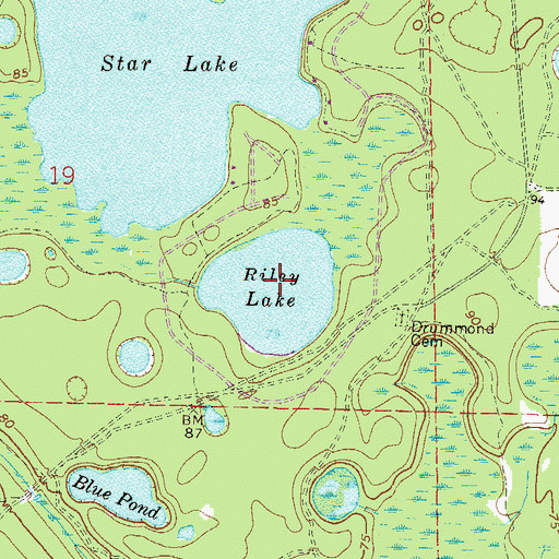 Topographic Map of Riley Lake, FL