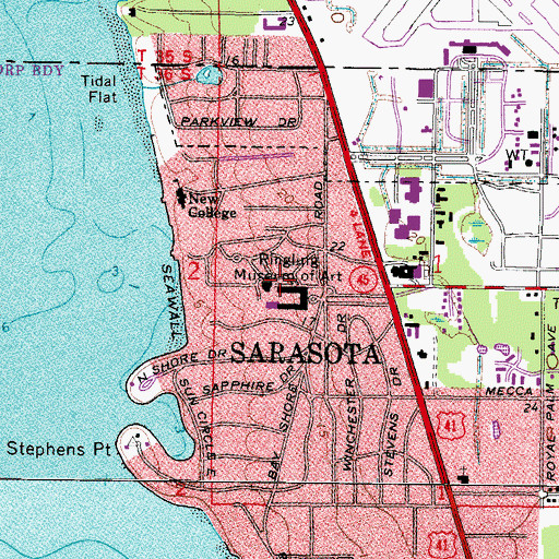 Topographic Map of Ringling Museum of Art, FL
