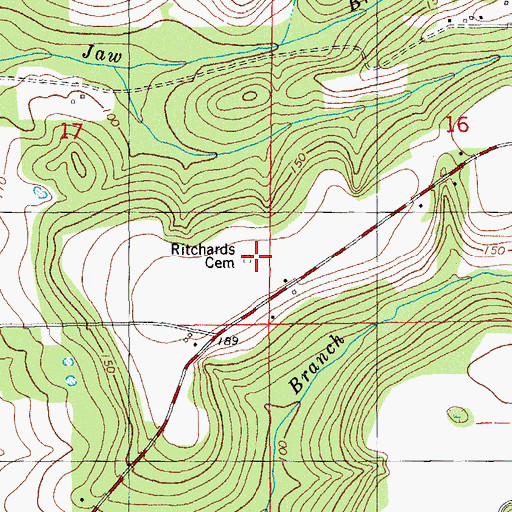 Topographic Map of Ritchards Cemetery, FL